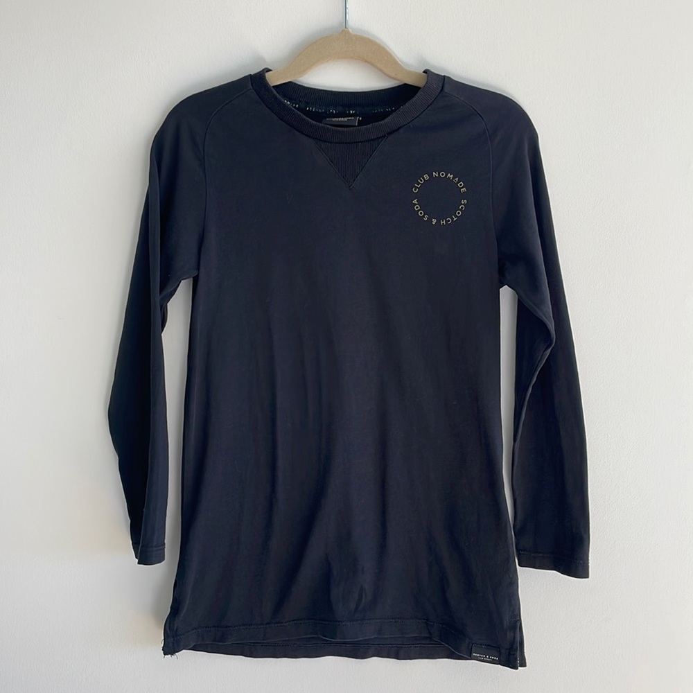 Scotch & Soda Black Cotton Crewneck Long Sleeve Size 6